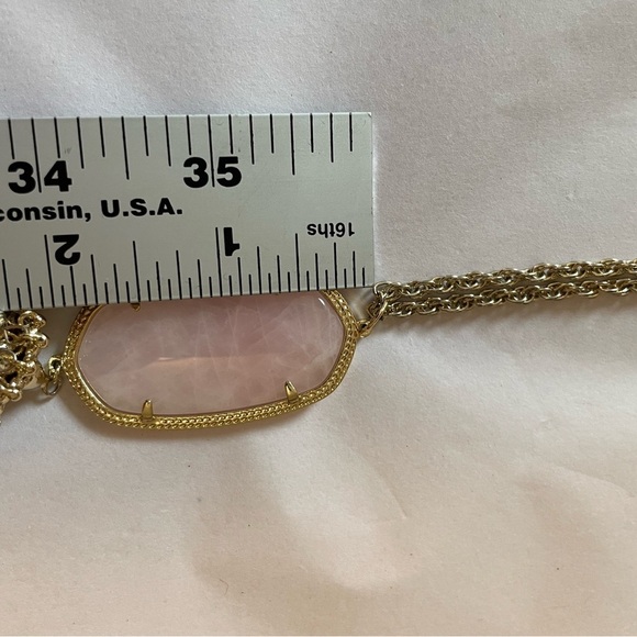 Kendra Scott Rayne Gold Toned Necklace with Rose Quartz Pendant and Tassel - Picture 9 of 12